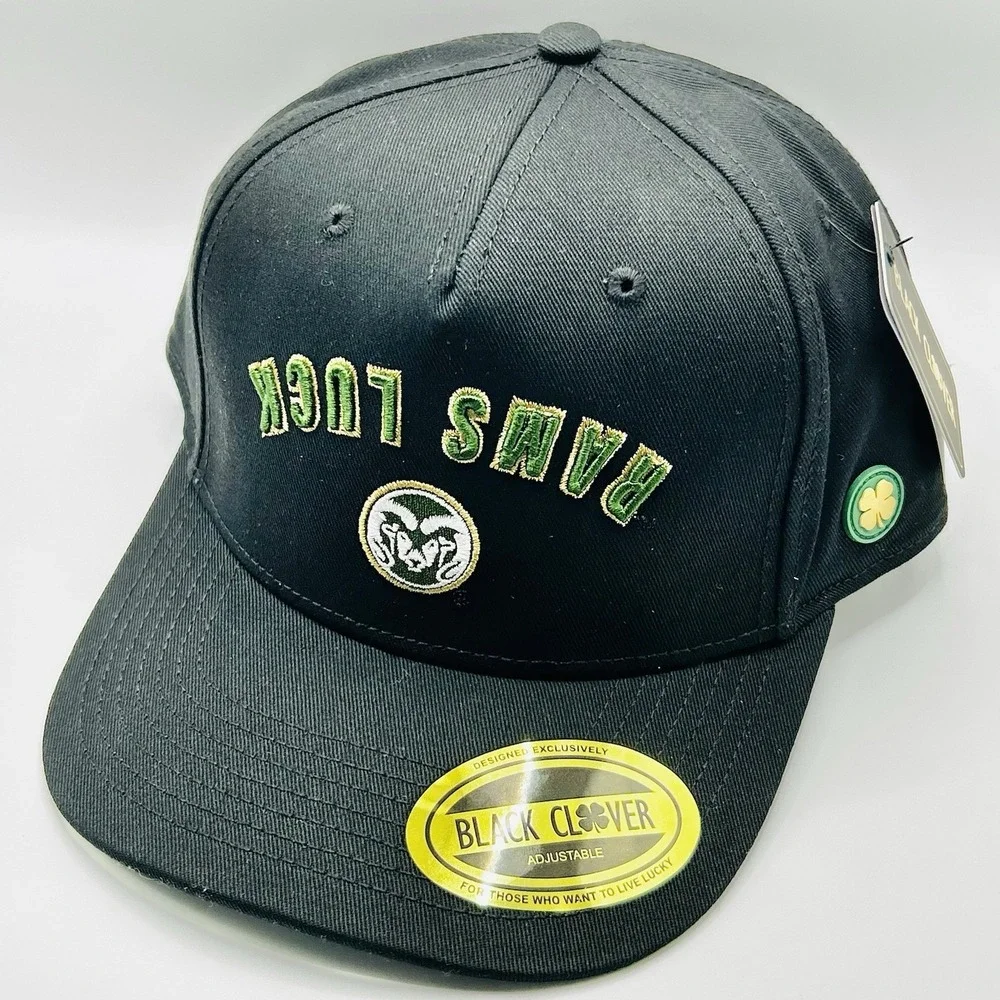 Colorado State Rams Black Clover Luck Upside Down Hat Cap Snapback Adjustable